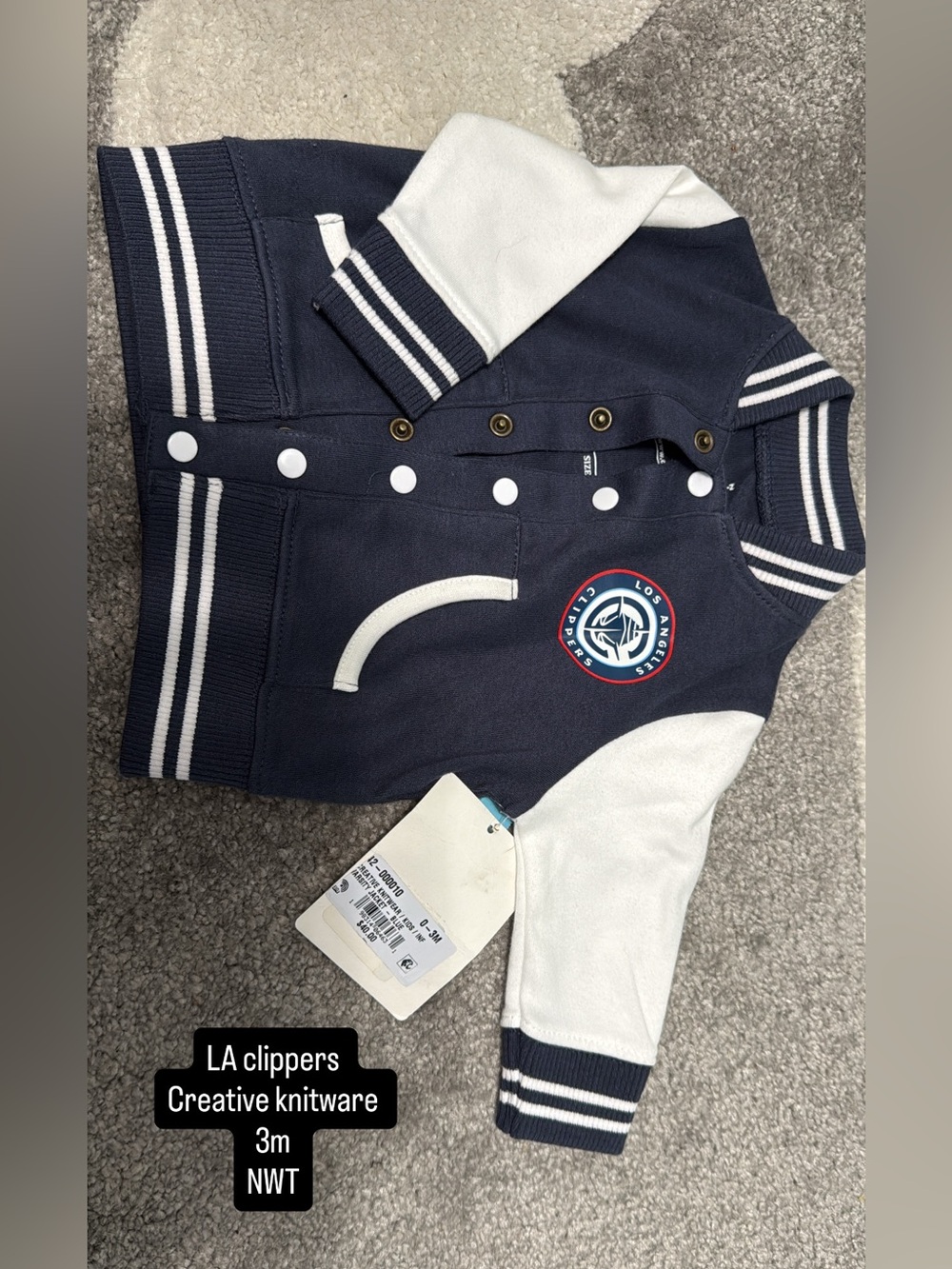 LA Clippers Navy & White Baby Varsity Jacket